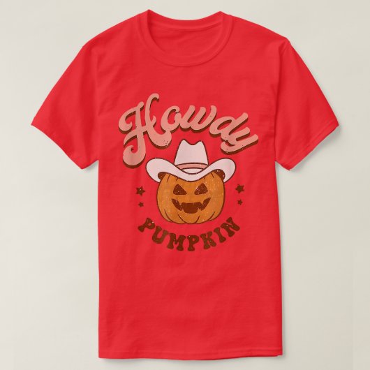 T-shirt Éffrayant Howdy Citrouille Head Cowboy Casquette C (Design devant)