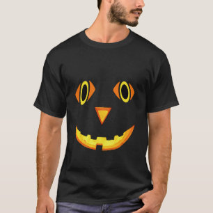 T-shirt Éffrayant Jack-o'-lantern Face Halloween Long Sl