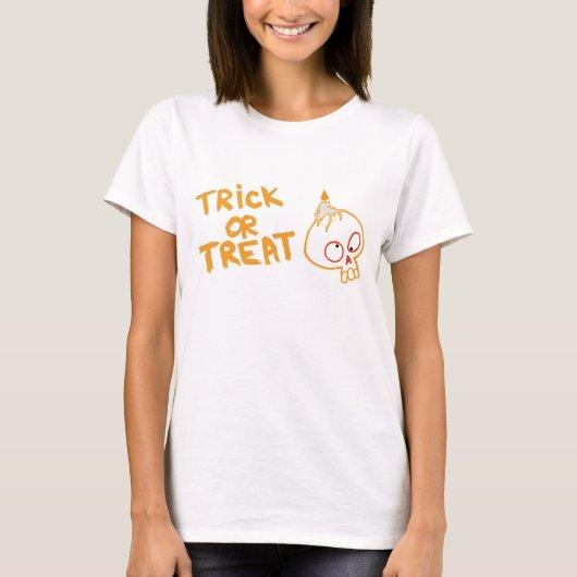 T-shirt effrayant jeu de l'halloween ou de traiter la conc (Devant)