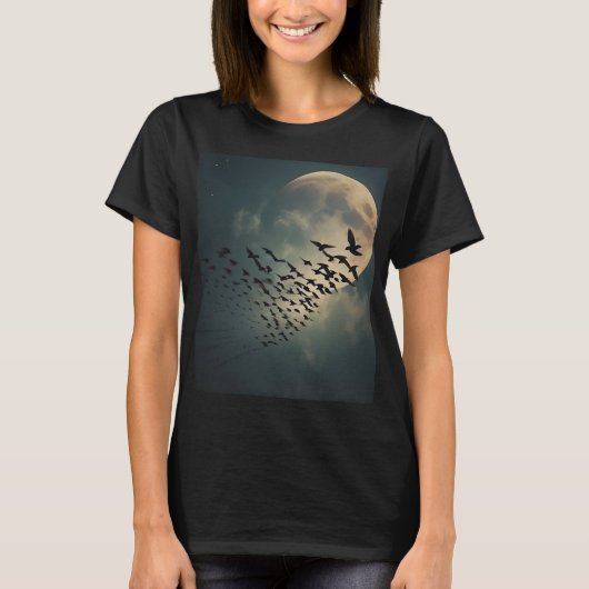 T-shirt Éffrayant Lune Ravens (Devant)