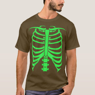 T-shirt Effrayant Neon Green Skeleton Bones 