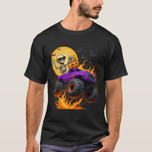 T-shirt Éffrayant Skeleton équitation Monster Camion Hallo (Devant)