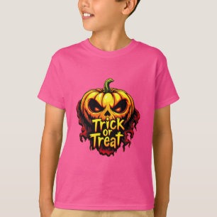 T-shirt Éffrayant "Trick or Treat" Citrouille Halloween Ar