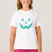 T-shirt Éffrayant turquoise Jack-o'-lantern visage mignon  (Devant)