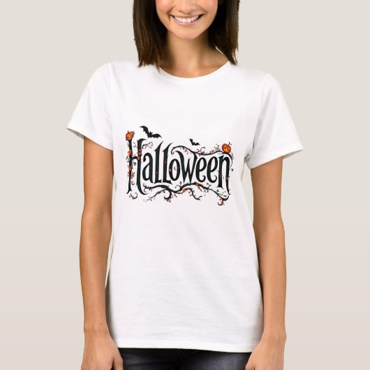 T-shirt éffrayante de typographie d'Halloween avec (Devant)