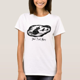 T-shirt éffrayante effroi volant sorcières noires sur bagu