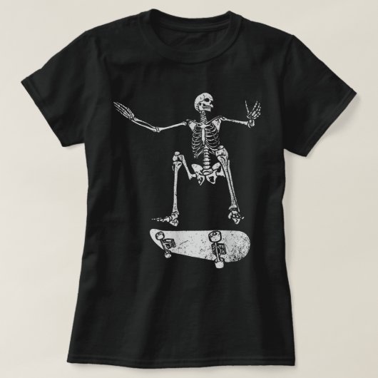 T-shirt Éffrayante fête d'Halloween - Skateboard skeleton (Design devant)