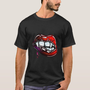 T-shirt Éffrayante Halloween Lèvres rouges Vampires avec l