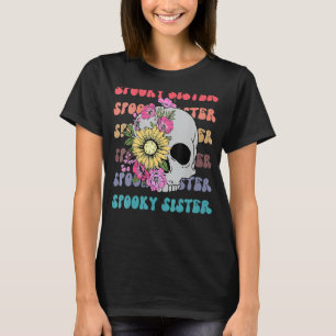 T-shirt Éffrayante soeur Super squelette floral Halloween
