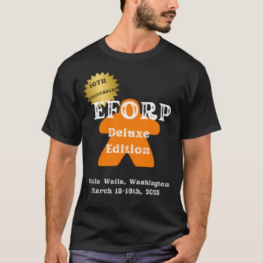 T-shirt EFORP officiel 2025 avec Orange Meeple (Devant)