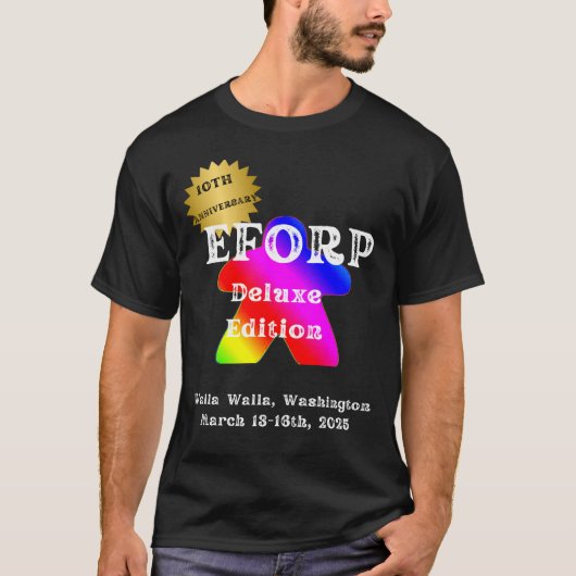 T-shirt EFORP OFFICIEL 2025 Rainbow Meeple (Devant)