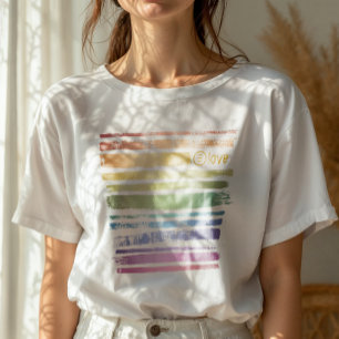 T-shirt Égalité Amour Arc-en-ciel Traits de Pinceau LGBTQ
