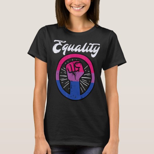 T-shirt Egalité Poing Bisexuel Bi Fierté Stud Drapeau Lgbt (Devant)