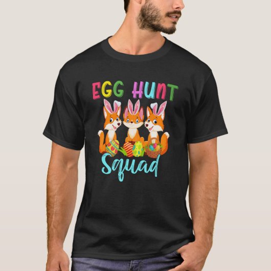 T-shirt Egg Hunt Squad Three Easter Bunny Foxes Hunting Eg (Devant)