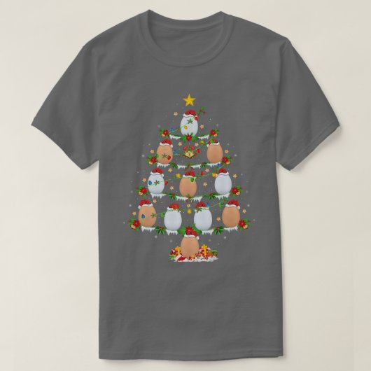 T-shirt Egg Lover Xmas Lights Eggs Christmas Tree (Design devant)