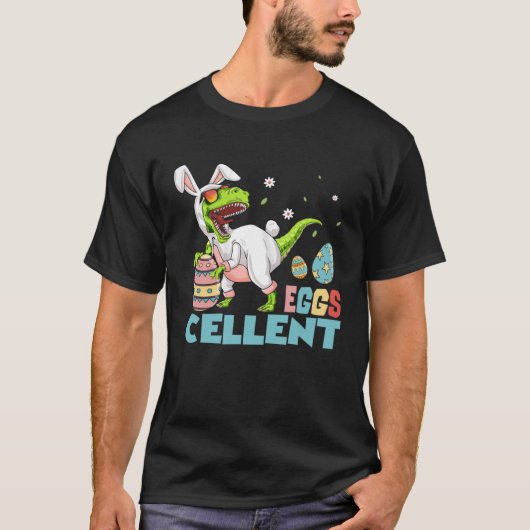 T-shirt Eggent Rex Dinosaur Easter Bunny Egg Garçons (Devant)