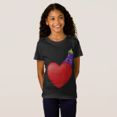 T-Shirt Eggplant Drôle Avec Gros Coeur Fruit Vega (Devant entier)