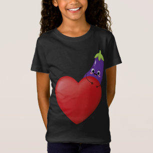 T-Shirt Eggplant Drôle Avec Gros Coeur Fruit Vega