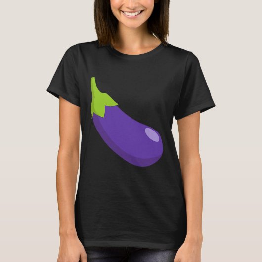 T-shirt Eggplant Et Pêche Correspondant Couple Icône Émoti (Devant)