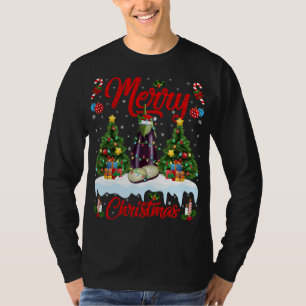 T-shirt Eggplant Fruit Lover Xmas Éclairage Père Noël Eggp
