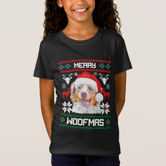 T-Shirt Église australienne Shepherd Merry Woofmas (Devant)