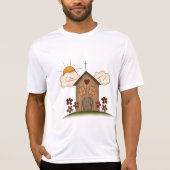 T-shirt Église Sunny Avec Fleurs Rustique Charme De Pays (Devant)