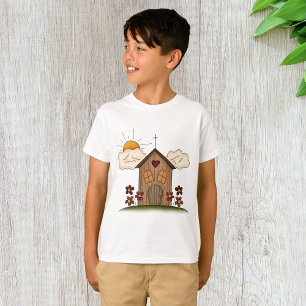 T-shirt Église Sunny Avec Fleurs Rustique Charme De Pays