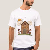 T-shirt Église Sunny Avec Fleurs Rustique Charme De Pays (Devant)