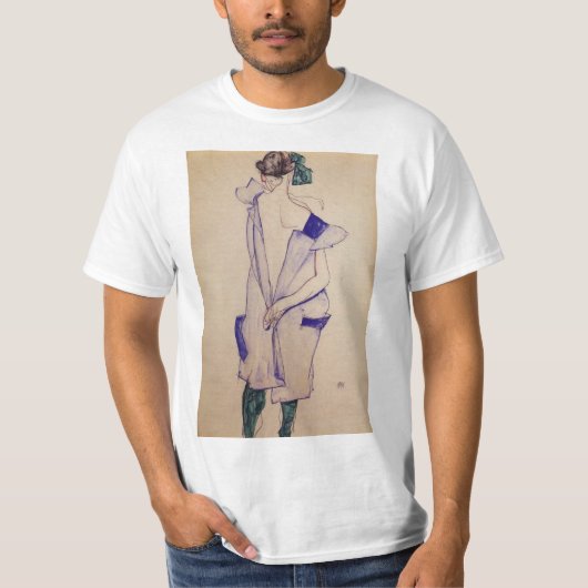 T-shirt Egon Schiele - Une Fille Permanente Dans Une Robe  (Devant)