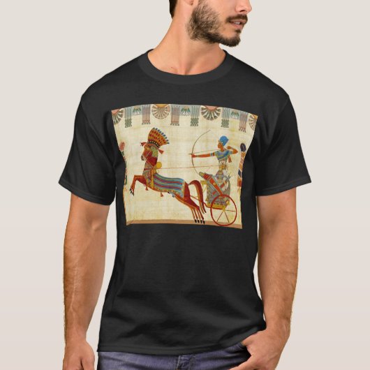 T-shirt Égypte ancienne Pharaon Ramesses II Cheval papyrus (Devant)