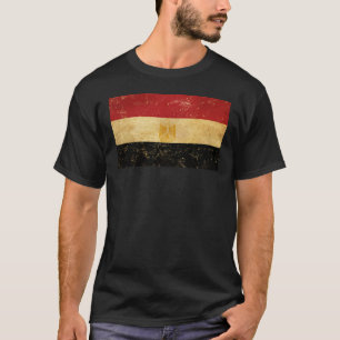 T-shirt Égypte Drapeau Vintage Grunge Hommes Noirs