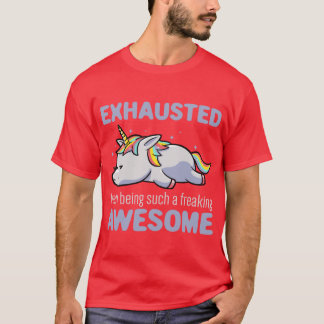 T-shirt Ehausted From Being Awesome Lazy Unicorn Gift vint