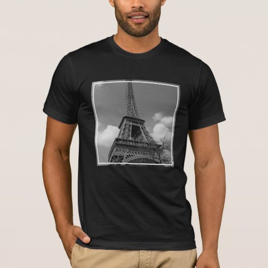 T-shirt Eiffel nuageux en noir et blanc, 2015 (Devant)