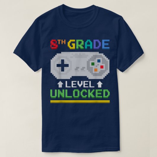 T-shirt Eighth Grade Level Unlocked Gamer Tees Video Game  (Design devant)