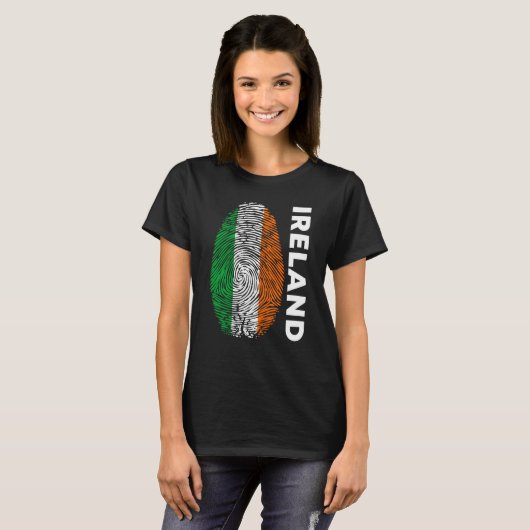 T-shirt Eire Fingerprint St Patrick's Day Irish Flag Irela (Devant entier)