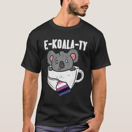 T-shirt Ekoalaty Genderfluide Égalité Koala Tea Pride Drap (Devant)