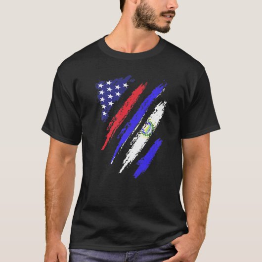 T-shirt El Salvador American Grosse Drapeau USA Patriot He (Devant)