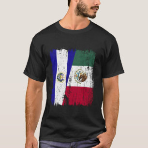 T-shirt El Salvador Mexique Demi-Drapeau Salvadorien Mexic