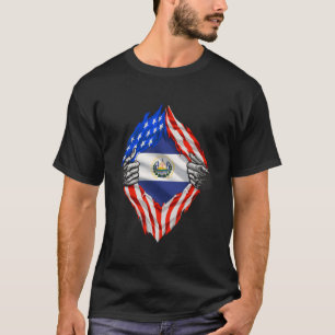 T-shirt El Salvador Racines Usa Drapeau Patriotique Salvad