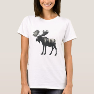 T-shirt Élan de la forêt boisée hivernale moderne tendance