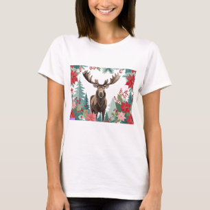 T-shirt Élan de Noël et poinsettias