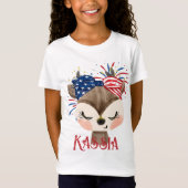 T-Shirt Élastique à cheveux Drapeau Cerf et Fireworks Pers (Devant)