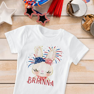 T-Shirt Élastique à cheveux du drapeau de lapin et feux d'