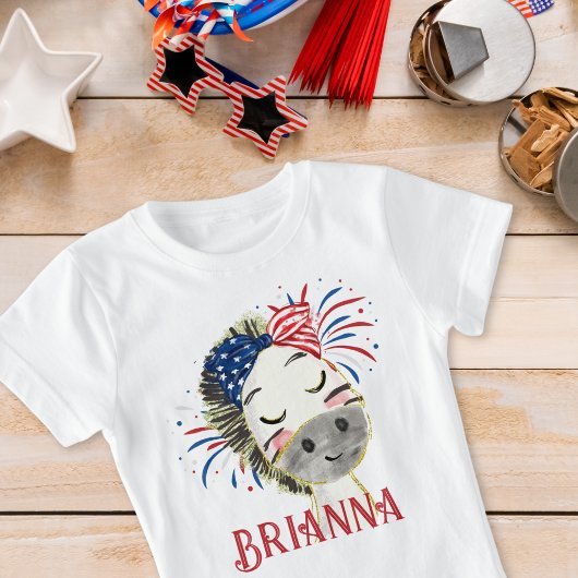 T-Shirt Élastique à cheveux du drapeau Zebra et feux d'art