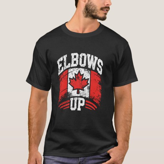 T-shirt Elbows Up Canada Fier d'appui aux drapeaux (Devant)