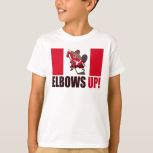 T-shirt Elbows Up Citation Hockey Jouer Beaver Drapeau