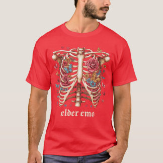 T-shirt Elder Emo Skeleton Rib Cage Goth Gothique Punk