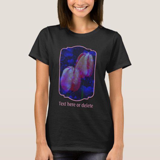 T-shirt Electric Blue Hearts And Pink Tulips Personalized (Devant)