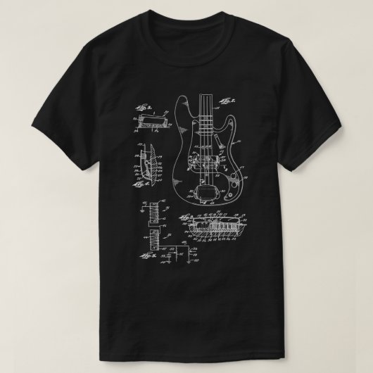 T-shirt Electric Guitar Blueprint (Design devant)