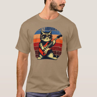 T-shirt Electric Guitar Cat Rock Music Cat boy